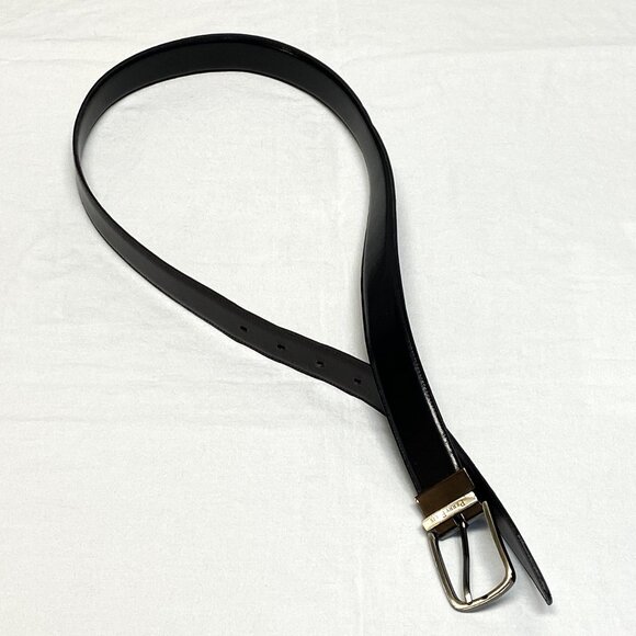 Perry Ellis Twist Buckle Reversible Dress Belt Black & Brown Classic Style - Picture 5 of 9